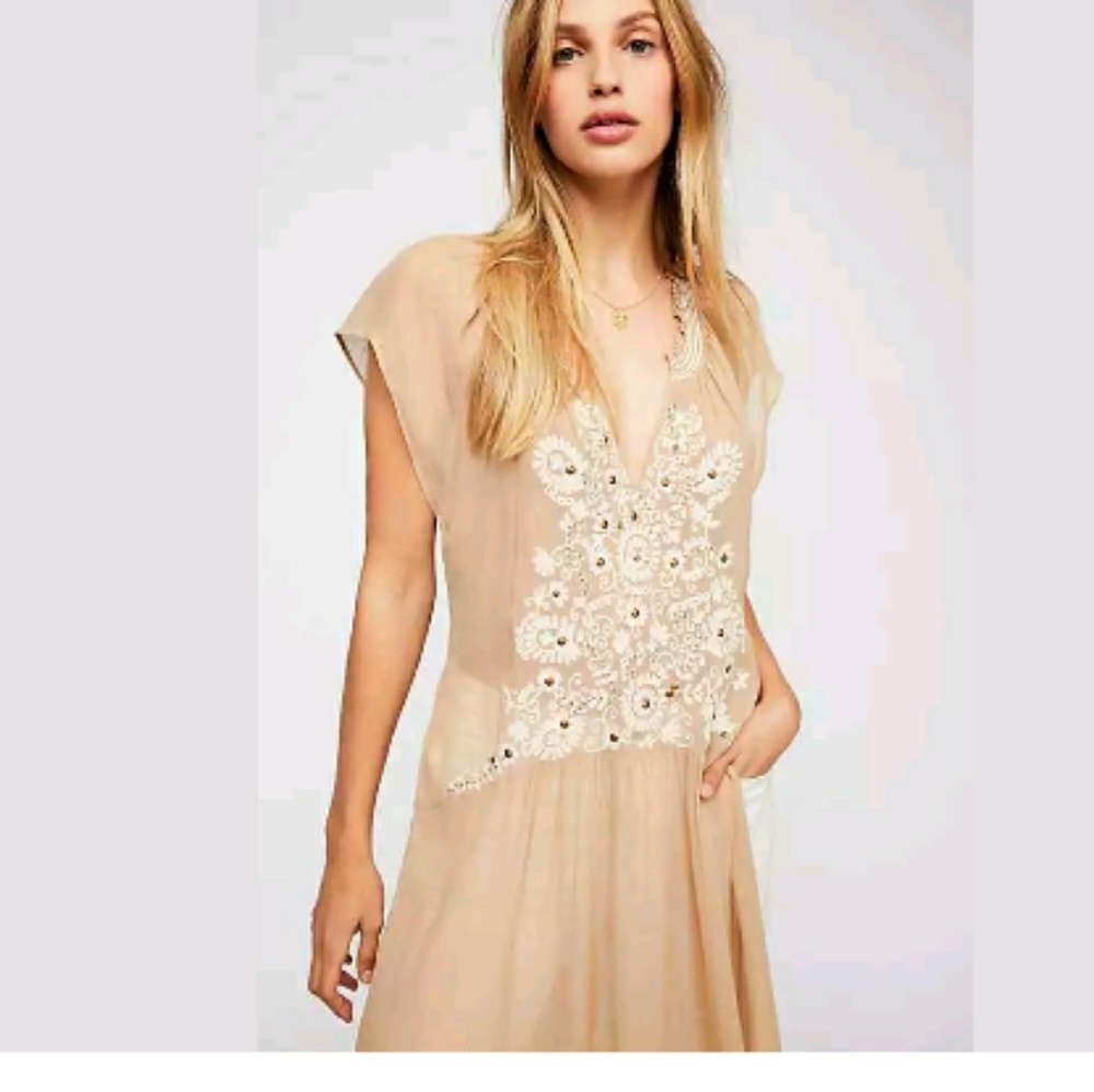 Free People Love Song embroidered maxi tunic